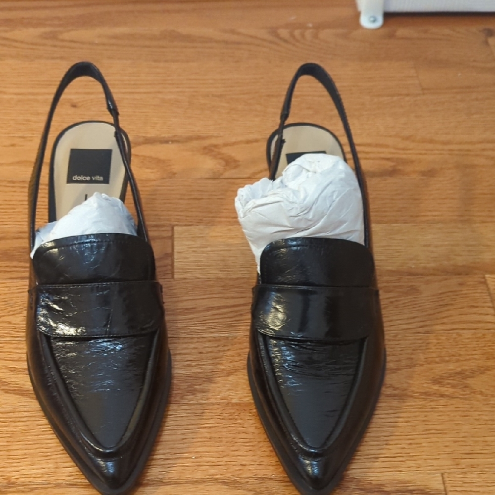 Dolce Vita Glossy Black Slingback Flats